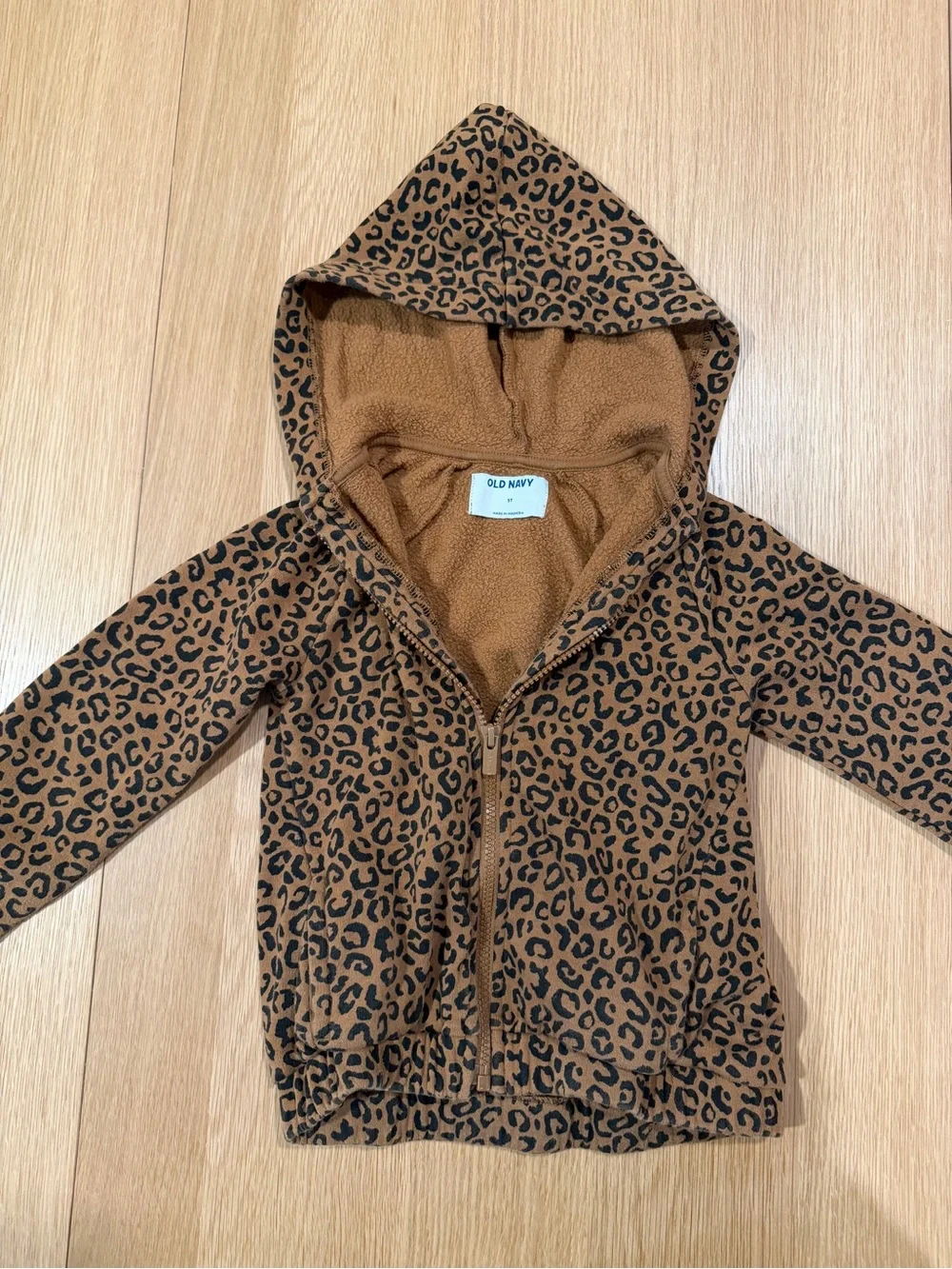 Old Navy Kids Leopard Print Hooded Jacket - Brown & Black